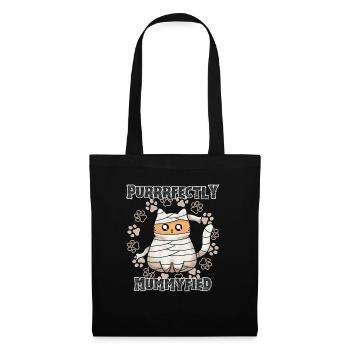 "Purrrfectly Mummyfied", cute mummy cat - Tote Bag - black - Front
