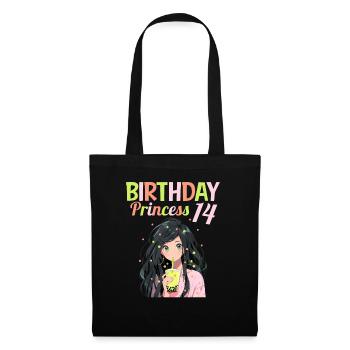 Anime Mandga Boba Bubble Tea 14. Geburtstag - Stoffbeutel - Schwarz - Vorne