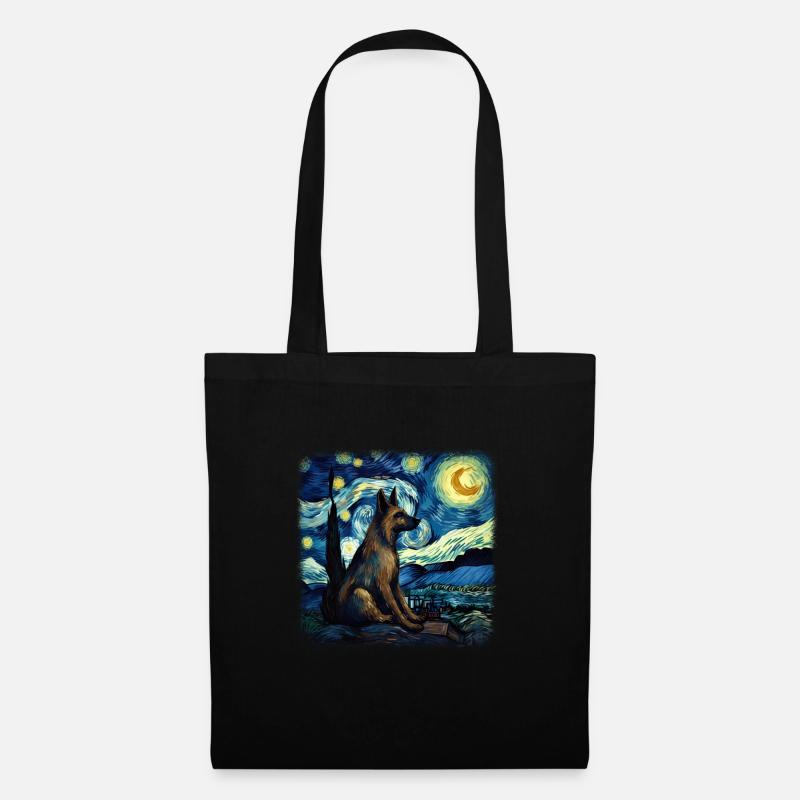 German Shepherd Dog Van gogh starry night - Stoffbeutel - Schwarz
