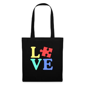 Heart Autism Awareness Puzzle - Tote Bag - black - Front