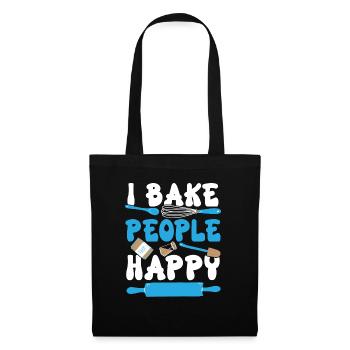 Bäcker Bäckerei Kuchen Brot Muffin Gebäck Lebensmittel Backen - Stoffbeutel - Schwarz - Vorne