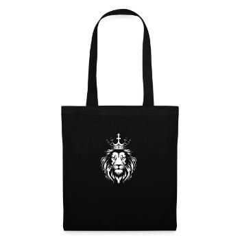 Lion Majestic en noir et blanc avec couronne - Sac en tissu - noir - Devant