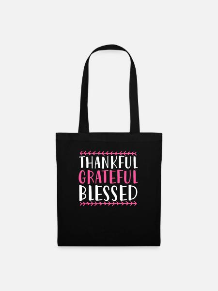 Thankful Grateful - Stoffbeutel - Schwarz