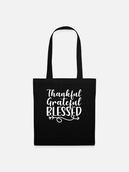 Thankful Grateful - Stoffbeutel - Schwarz
