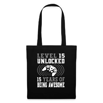 Level 15 unlocked - 15 birthday gamer grey - Tote Bag - black - Front