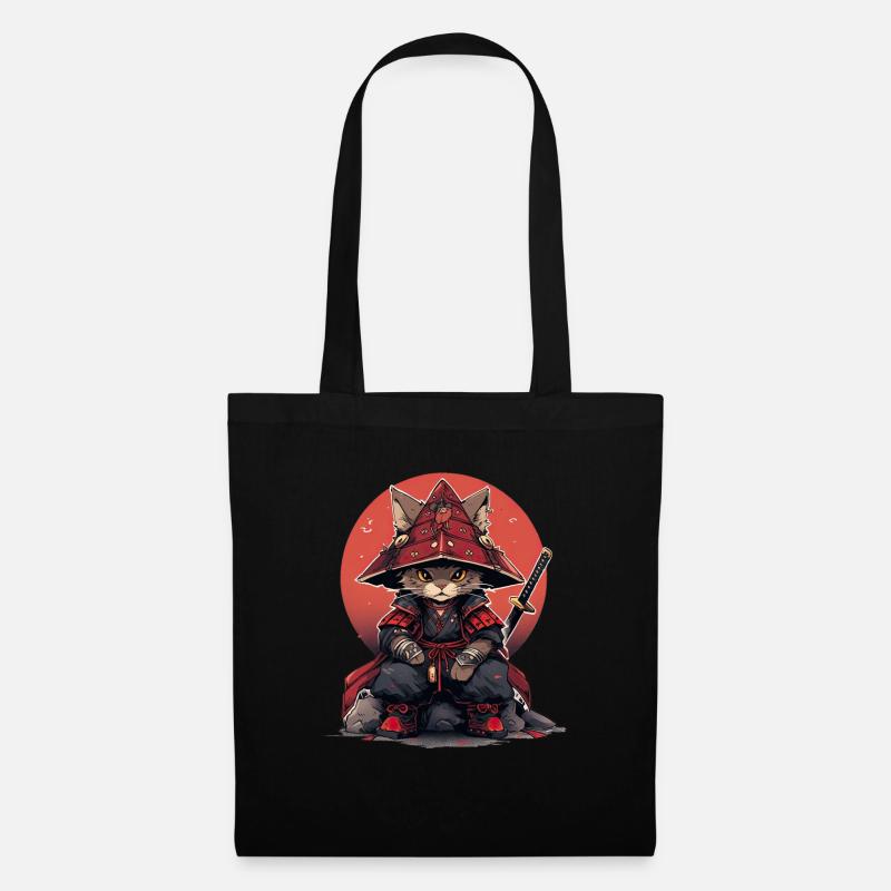 Asia Cat Japanese Samurai Samurai - Tote Bag - black