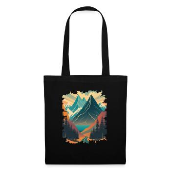 paysage de montagne montagnes conifères paysage nature - Sac en tissu - noir - Devant