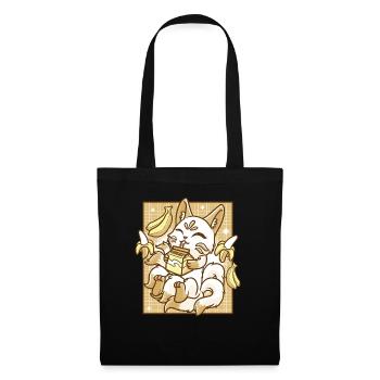 Kitsune Japon Anime Kawaii Lait de banane - Sac en tissu - noir - Devant
