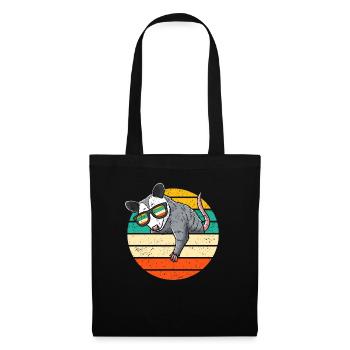 Retro possum with sunglasses opossum - Tote Bag - black - Front