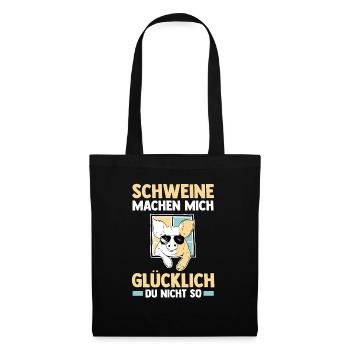 Ferkel Landwirt Bauer Bauernhof Schweine - Stoffbeutel - Schwarz - Vorne