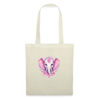 Indischer Elefant in Rosa - Flora und Ornamentik - Stoffbeutel - Natur - Vorne