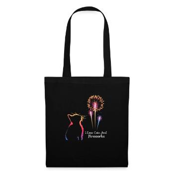 I love Cats and Fireworks - Stoffbeutel - Schwarz - Vorne