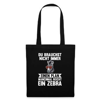 Zebra - Stoffbeutel - Schwarz - Vorne