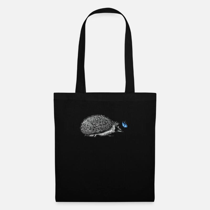 Hérisson avec papillon - Sac en tissu - noir