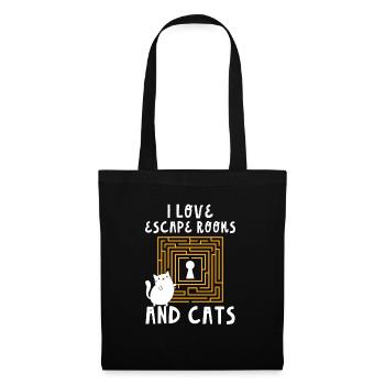 Cute I Love Escape Rooms And Cats Puzzle Game Myst - Tote Bag - black - Front