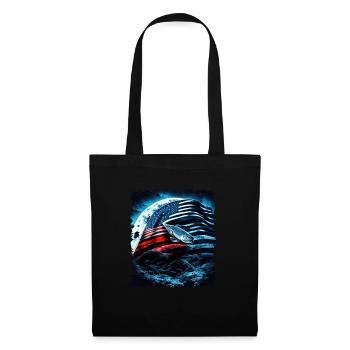 L’Amérique pêche sous la Lune avec le drapeau américain - Sac en tissu - noir - Devant