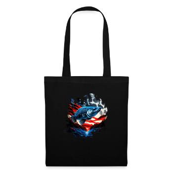 L’Amérique pêche sous la Lune avec le drapeau américain - Sac en tissu - noir - Devant