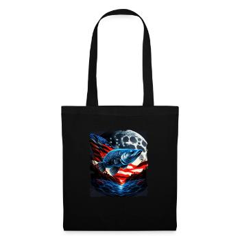 L’Amérique pêche sous la Lune avec le drapeau américain - Sac en tissu - noir - Devant