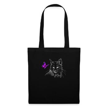 Renard esthétique avec papillon - Sac en tissu - noir - Devant