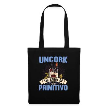 Primitivo Weinliebhaber Weinrebe Glas Alkohol Trinken - Stoffbeutel - Schwarz - Vorne