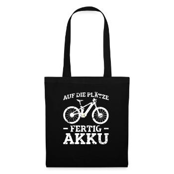 E-Bike Elektrofahrrad Fahrradfahrer Radfahrer - Stoffbeutel - Schwarz - Vorne
