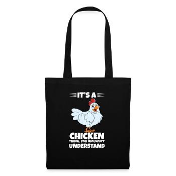 Lustiger Hühner Spruch Huhn - Stoffbeutel - Schwarz - Vorne