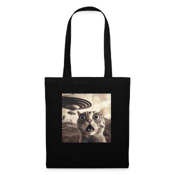Funny Anxious Cats Selfie UFO Alien - Tote Bag - black - Front