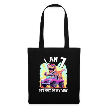 T-Rex conduit un camion monstre J’ai 7e anniversaire - Sac en tissu - noir - Devant