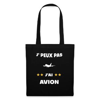 je peux pas j'ai avion cadeau pilote - Sac en tissu - noir - Devant