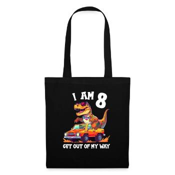 T-Rex conduit un camion monstre J’ai 8e anniversaire - Sac en tissu - noir - Devant