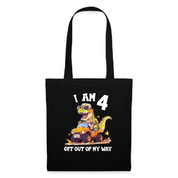 T-Rex Drives Monster Truck I'm 4th Birthday - Tote Bag - black - Front