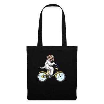Lagotto Romagnolo Hund Auf Einem Fahrrad - Stoffbeutel - Schwarz - Vorne