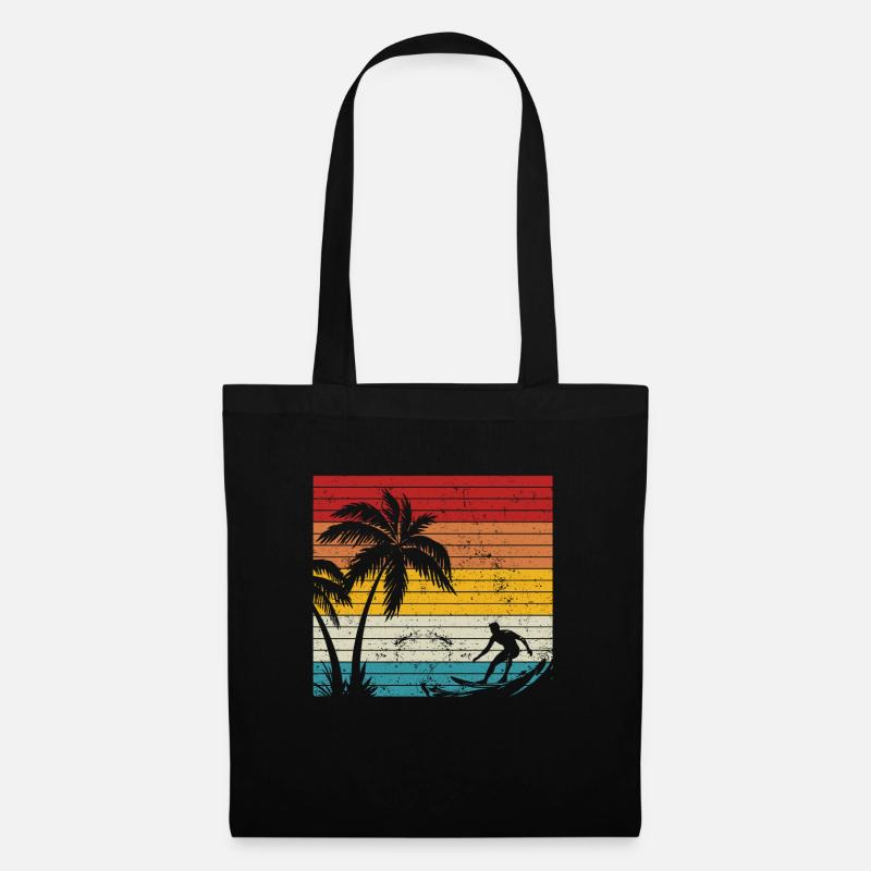 Vintage Surfer Retro Surfing Beach Surf - Stoffbeutel - Schwarz