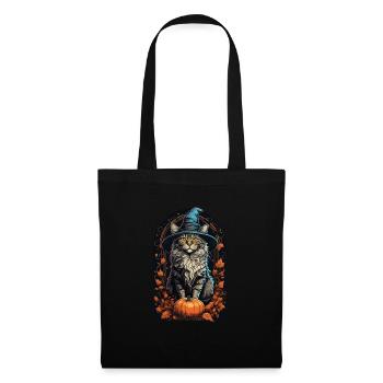 Chat avec chapeau de sorcière Chat d’Halloween - Sac en tissu - noir - Devant