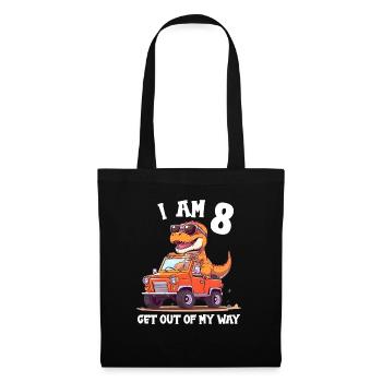 T-Rex conduit un camion monstre J’ai 8e anniversaire - Sac en tissu - noir - Devant