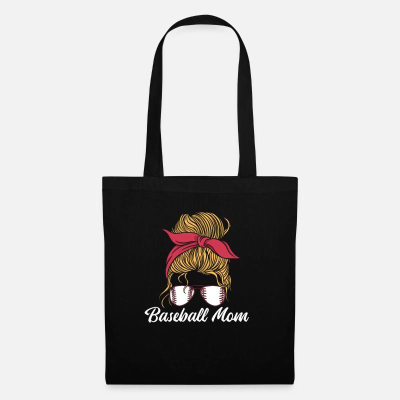 Baseball Mutter Baseball Mom - Stoffbeutel - Schwarz