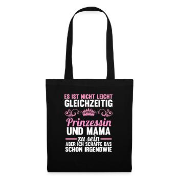 Mutter Muttertag Prinzessin Mama - Stoffbeutel - Schwarz - Vorne