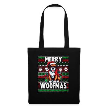 Chien boxer de Noël en famille - Sweat de Noël moche - Sac en tissu - noir - Devant