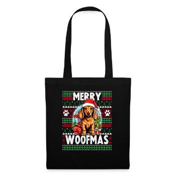 Dog Lover Christmas - Lustiger hässlicher Weihnachtspullover - Stoffbeutel - Schwarz - Vorne