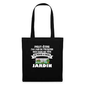 Dans ma tête je pense a mon jardin Humour cadeau - Sac en tissu - noir - Devant