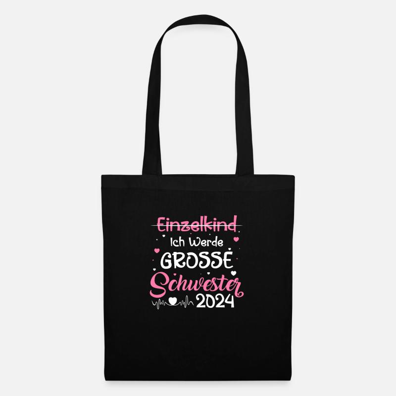 Ich werde eine große Schwester 2024 - Stoffbeutel - Schwarz