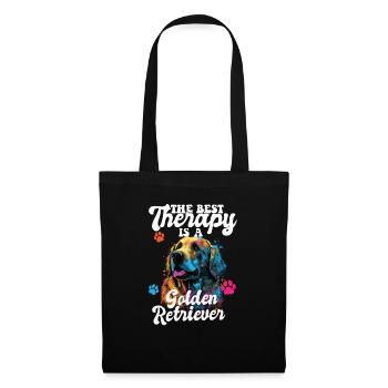The Best Therapy Is A Golden Retriever Dog Mom - Stoffbeutel - Schwarz - Vorne