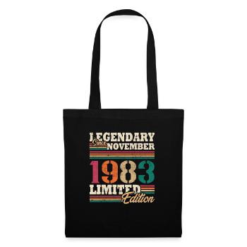 Vintage 1983 Novembre Vintage Anniversaire Rétro - Sac en tissu - noir - Devant