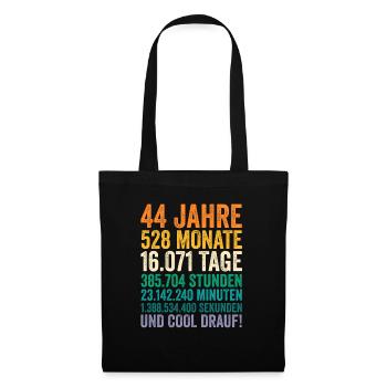 44 Jahre Vierundvierzigster Geburtstag - Stoffbeutel - Schwarz - Vorne