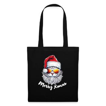 chat noel - joyeux noel - Sac en tissu - noir - Devant