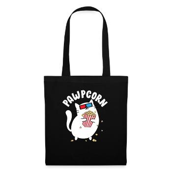Drôle de soirée cinéma Popcorn Enthusiast Cute Pawpcorn - Sac en tissu - noir - Devant