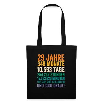 29 Jahre Neunundzwanzigster Geburtstag - Stoffbeutel - Schwarz - Vorne