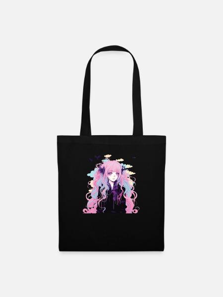 Pastellfarbener Gothic-Liebhaber Kawaii Emo Soft Grunge Ästhetik - Stoffbeutel - Schwarz