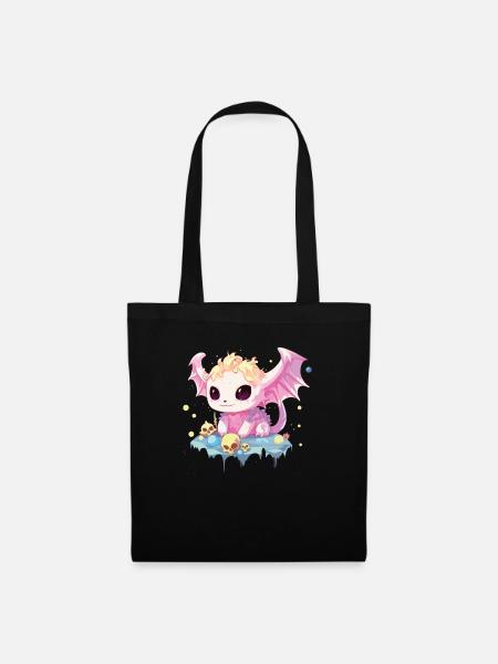 Pastellfarbener Gothic-Liebhaber Soft Grunge Axolotl Ästhetik - Stoffbeutel - Schwarz