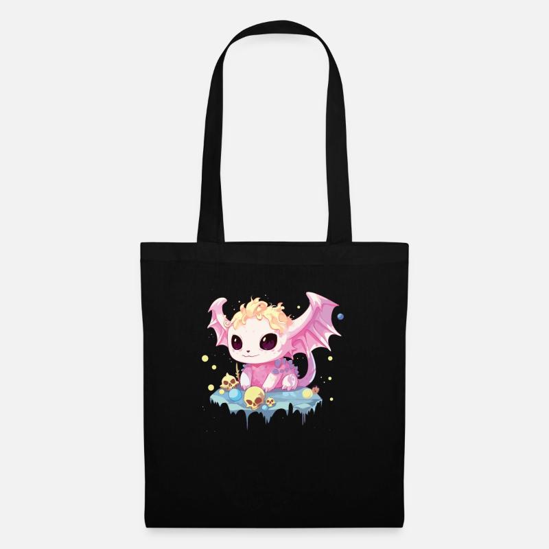 Pastellfarbener Gothic-Liebhaber Soft Grunge Axolotl Ästhetik - Stoffbeutel - Schwarz